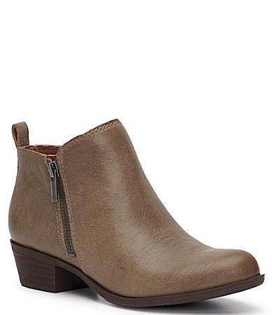 Lucky Brand Basel Smooth Leather Side Zip Block Heel Booties Product Image