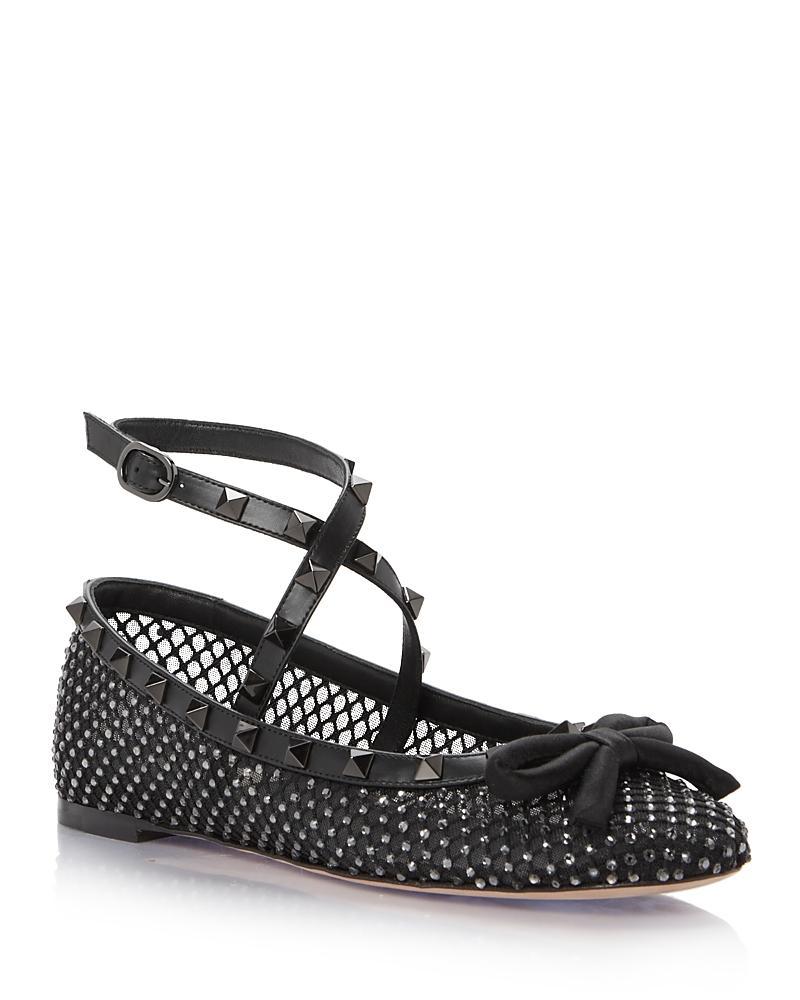 Womens Rockstud Laminated Nappa Leather Ballerina Flats product image