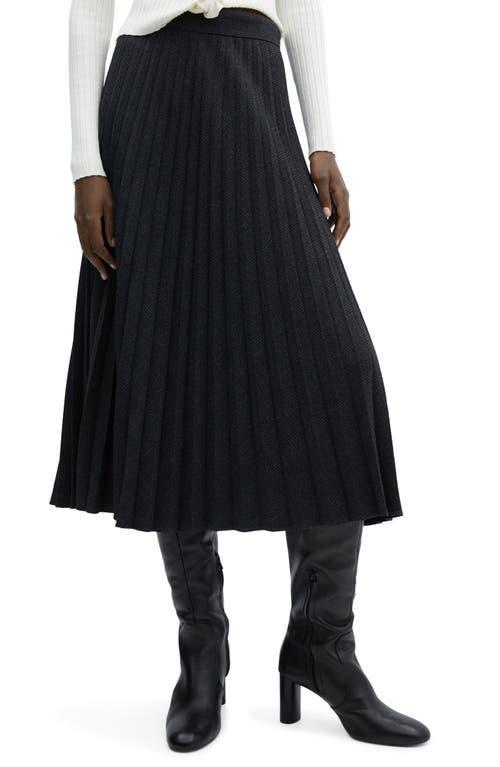 MANGO Check Pleated Midi Skirt Product Image