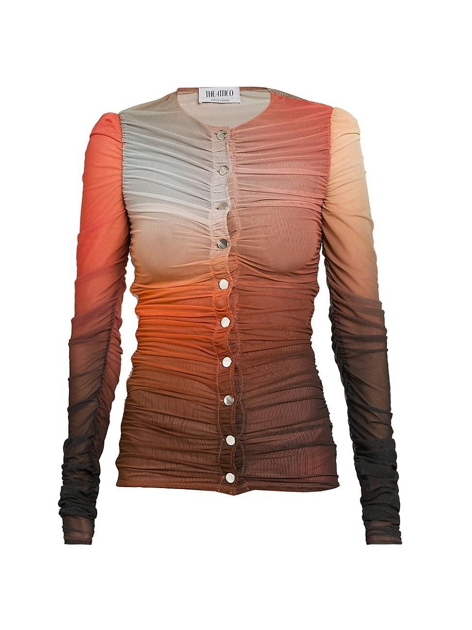 Womens Ombr Tulle Ruched Blouse Product Image