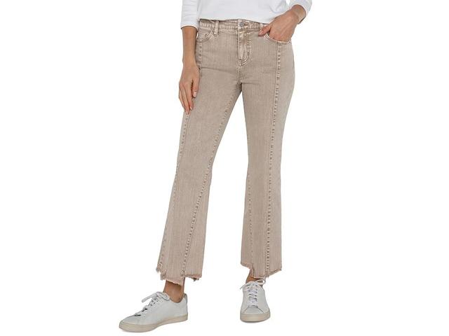 Liverpool Los Angeles Hannah Mid-Rise Crop Flare With Uneven Fray Hem Stretch Denim (Biscuit Tan Minderal Dye) Women's Jeans Product Image