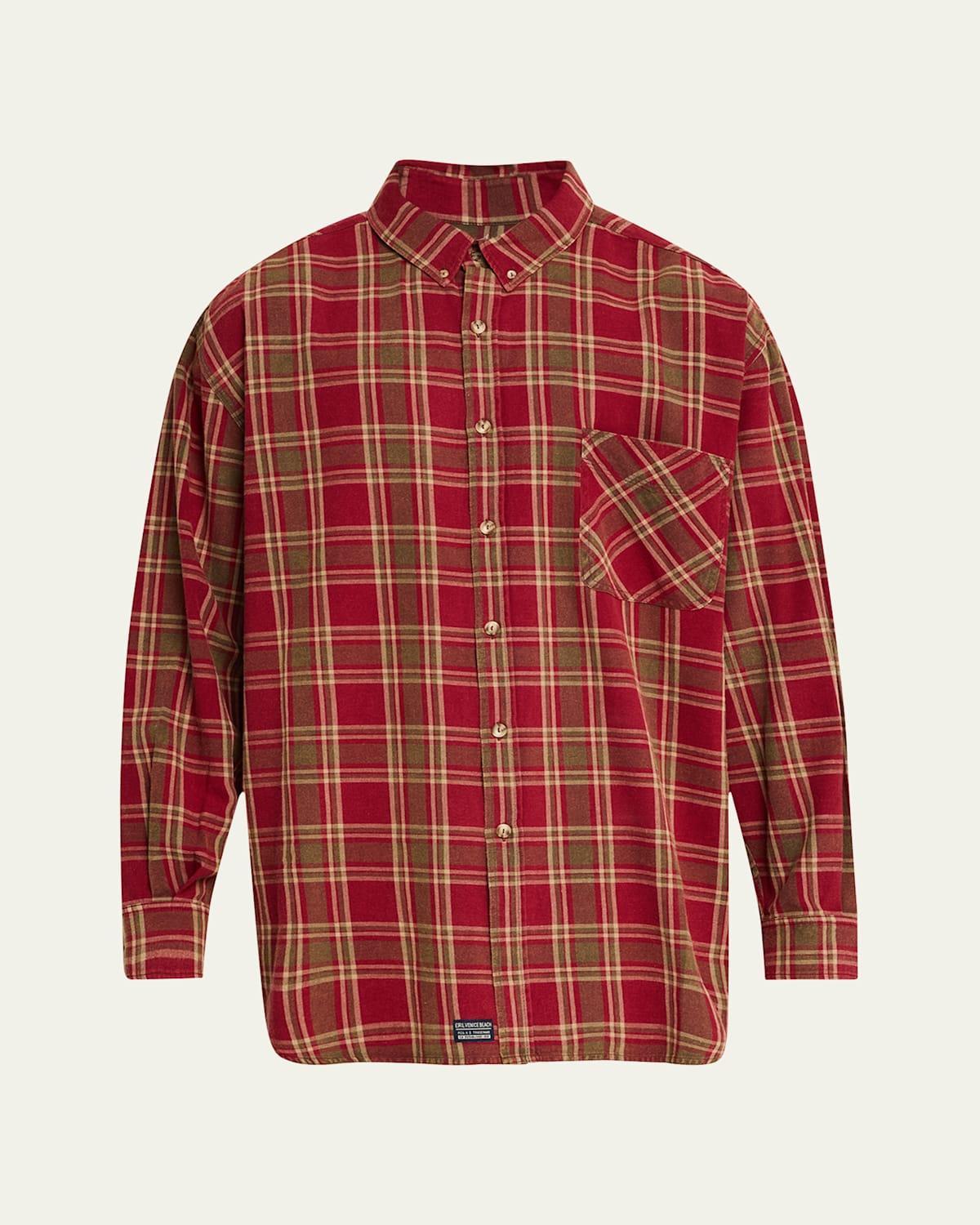 Mens Plaid Button-Down Shirt Product Image