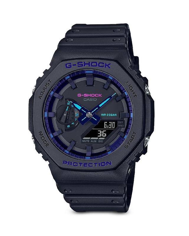 Men's Casio G-Shock Classic Virtual Blue Series Black Resin Strap Watch with Black Dial (Model: Ga2100Vb-1A) Product Image