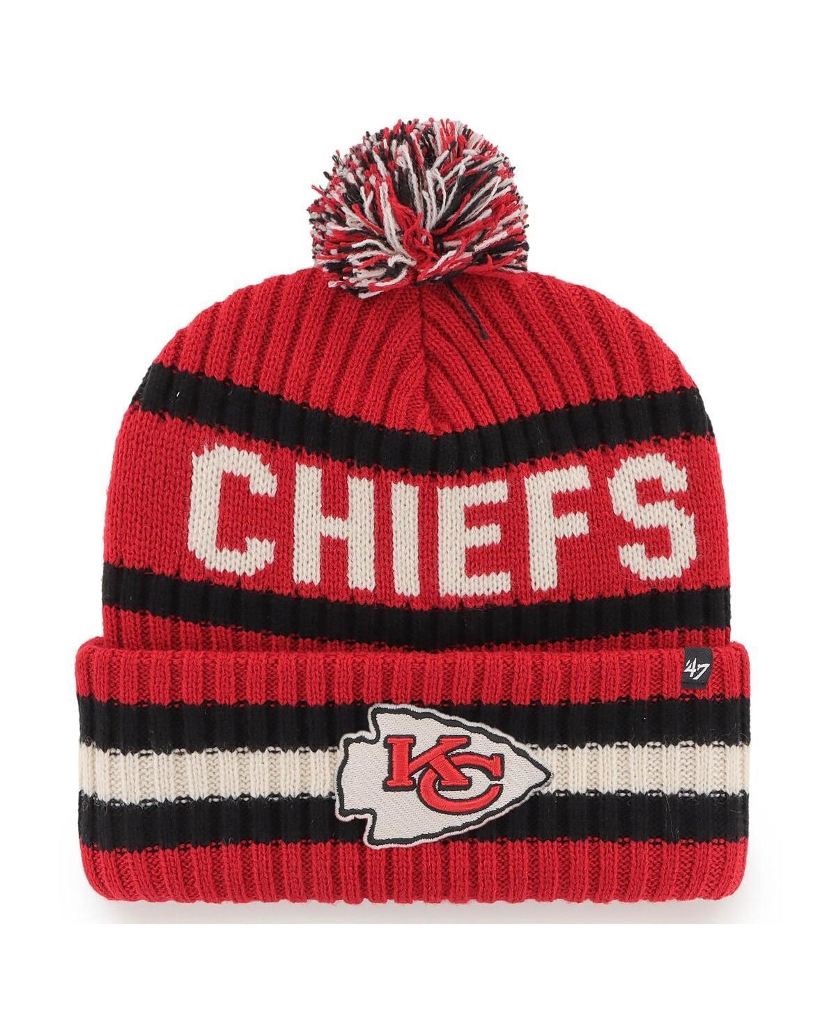 Mens 47 Brand Red Kansas City Chiefs Bering Cuffed Knit Hat with Pom Product Image