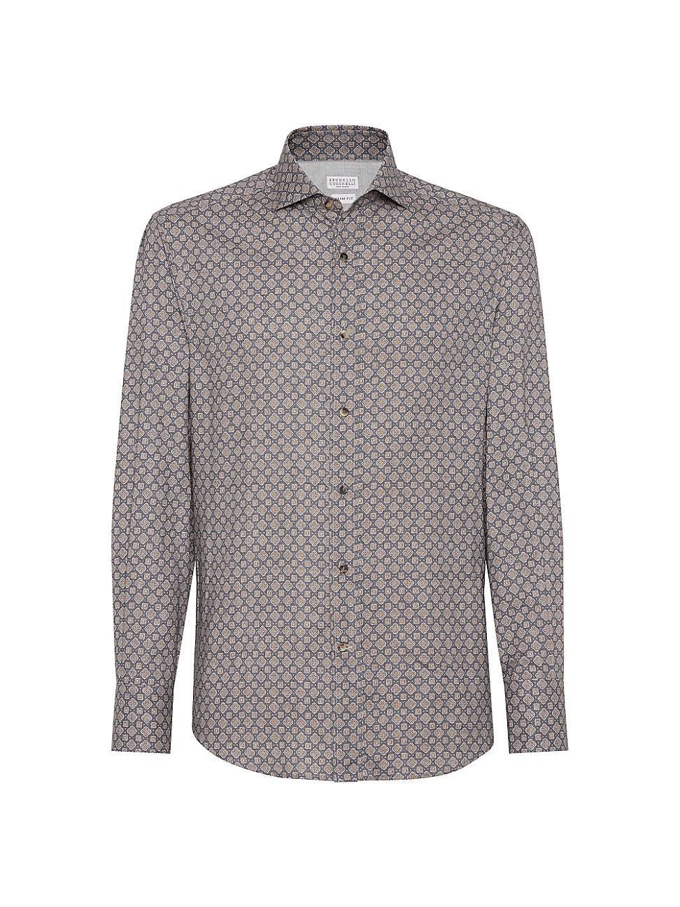 Mens Two Tone Geometric Print Slim Fit Shirt Product Image