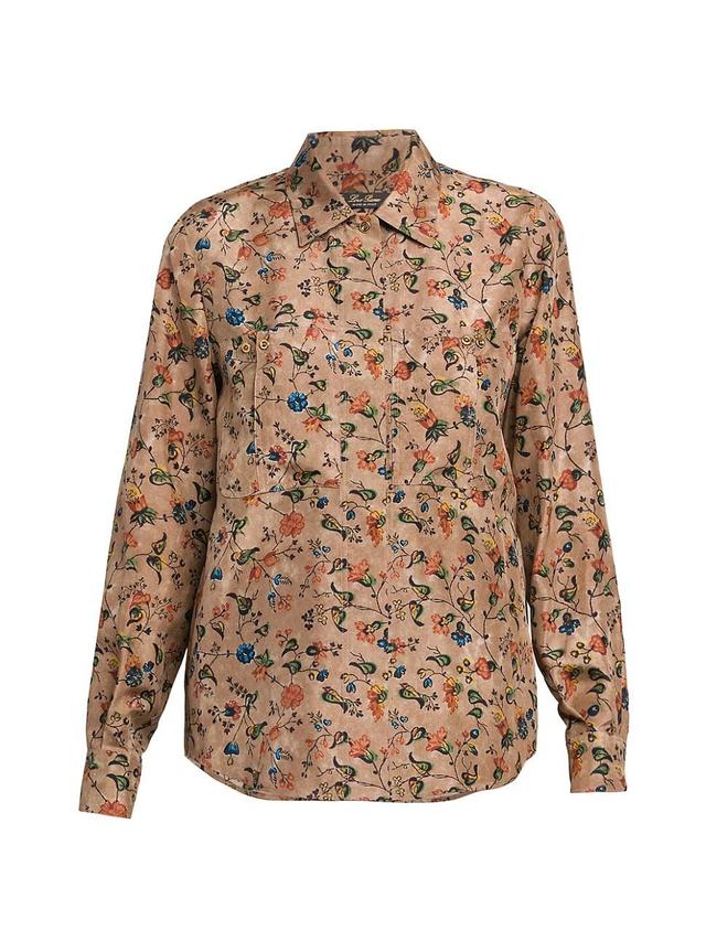 Womens Cheriel Garden-Print Silk Shirt Product Image