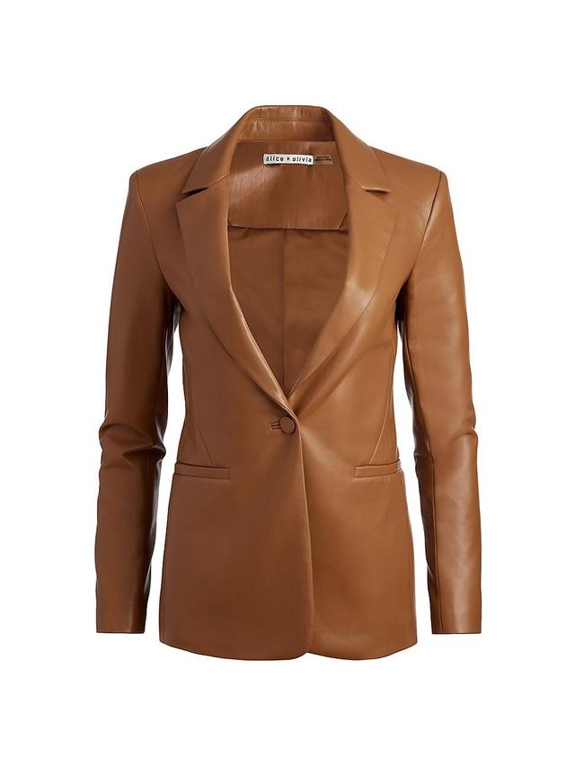 Womens Macey Faux-Leather Blazer Product Image