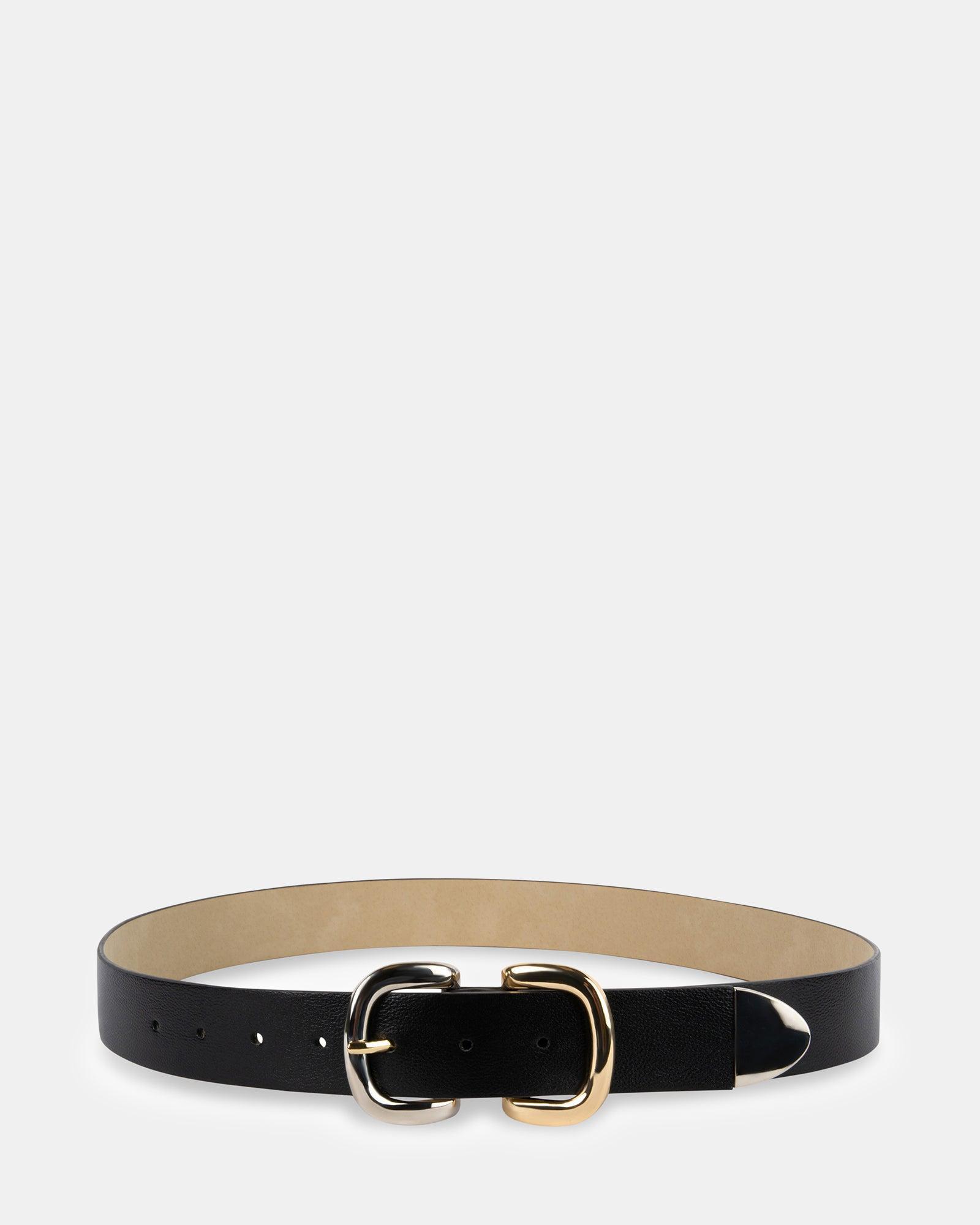 TWO TONE DOUBLE BUCKLE BELT BLACK Female Product Image