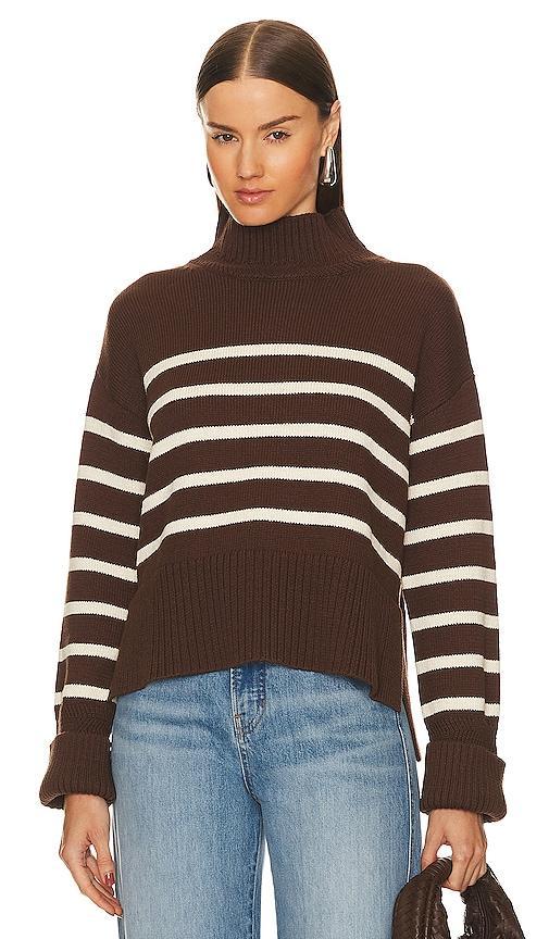 Veronica Beard Lancetti Stripe Cotton Mock Neck Sweater Product Image