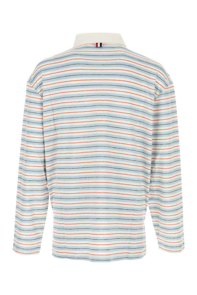 Men's Stripe Linen Jersey Long-sleeve Polo Shirt In Stripped Product Image