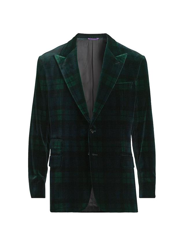 Men's Kent Hand-Tailored Plaid Velvet Sport Coat Product Image