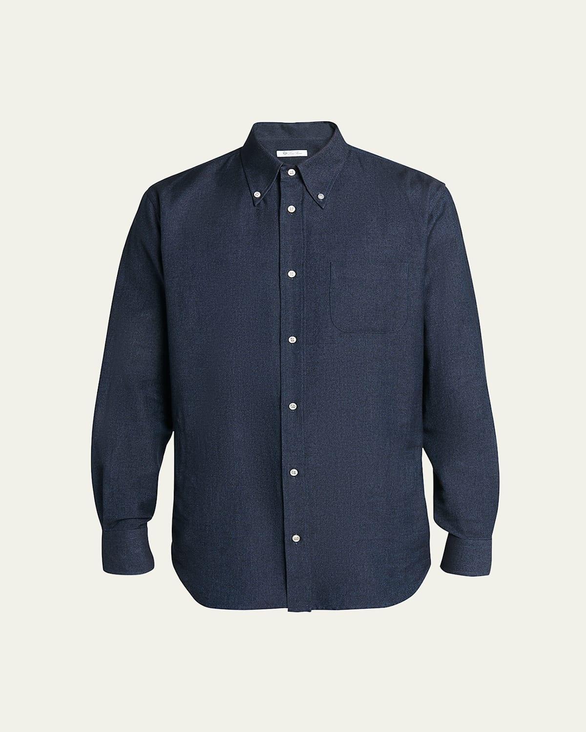 Mens Agui Cashmere-Cotton Denim Sport Shirt Product Image