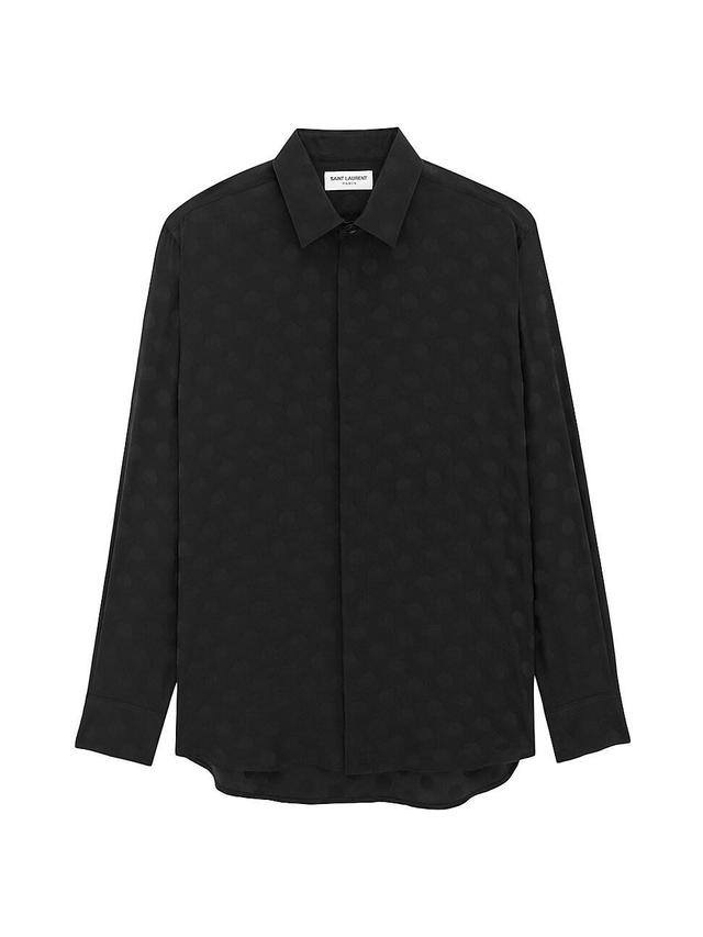 Mens Shirt in Dotted Shiny and Matte Silk Product Image