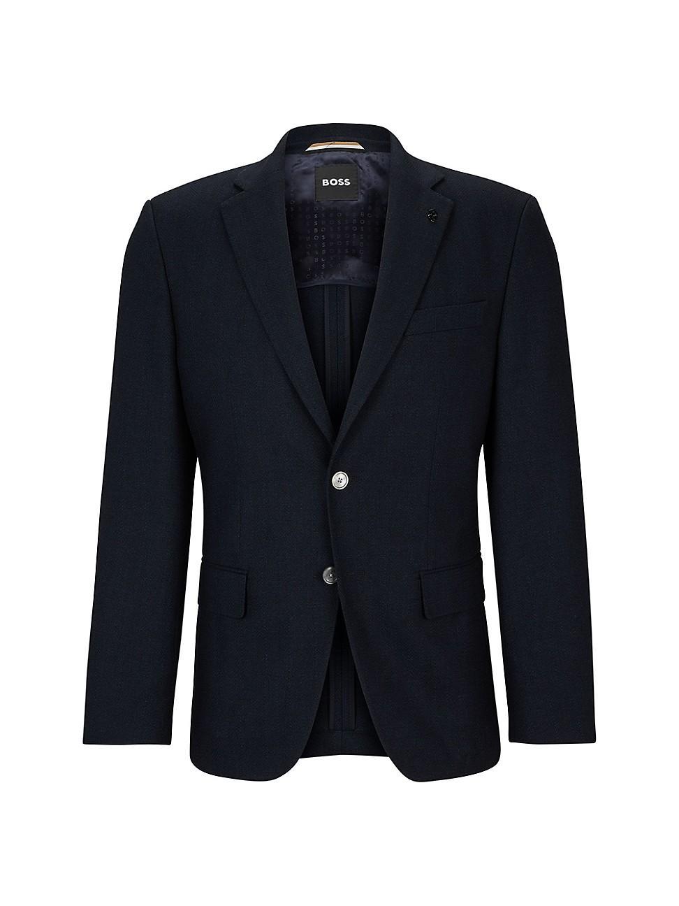 Mens Slim-Fit Jacket in Herringbone Cotton and Virgin Wool Product Image