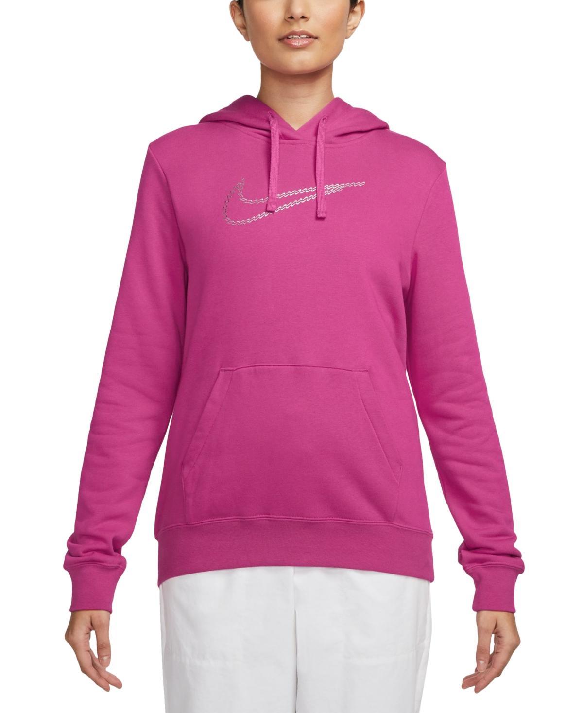 Nike Womens Sportswear Club Fleece Premium Essential Loose Shine Pullover Hoodie Product Image