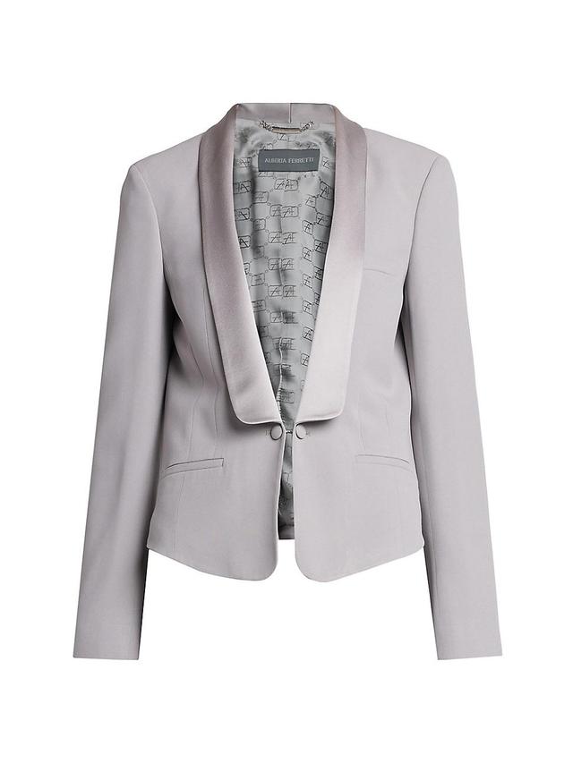 Womens Satin Lapel Cropped Jacket Product Image