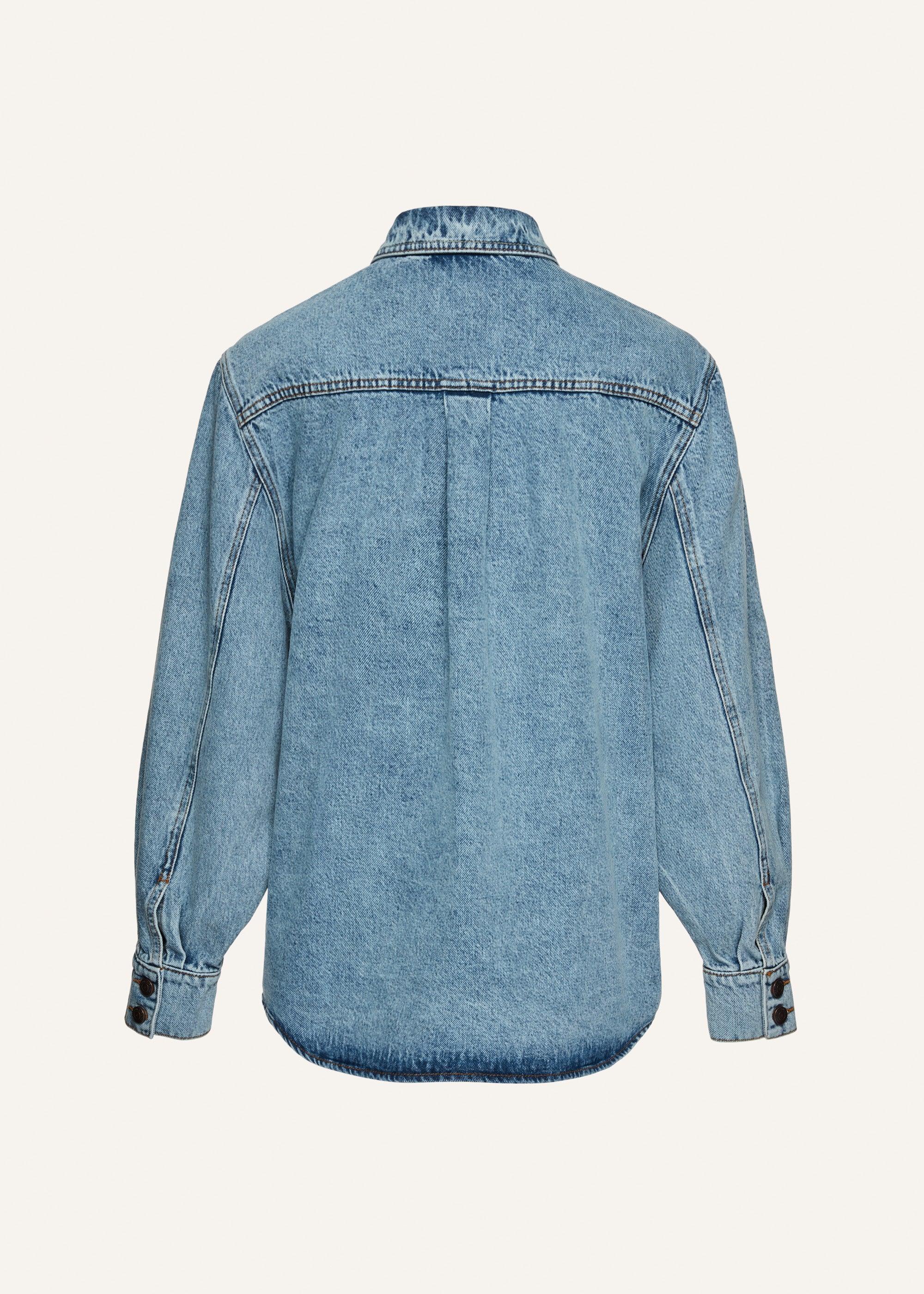 Classic oversized denim shirt in faded blue Product Image