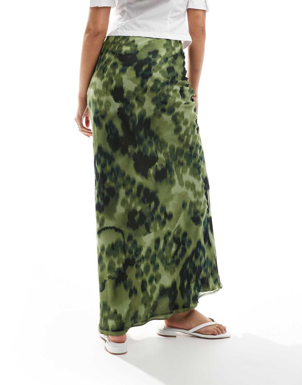 ASOS DESIGN chiffon maxi skirt print in smudge animal Product Image