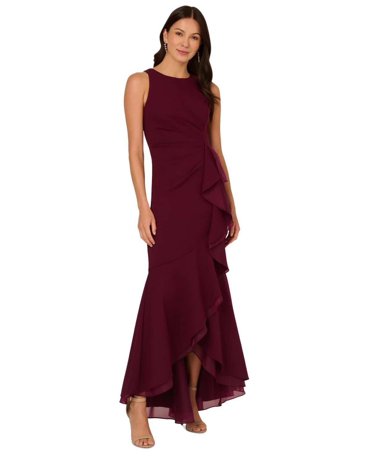 Adrianna Papell Sleeveless Halter Neck Side Cascade Gown Women's Dress Product Image