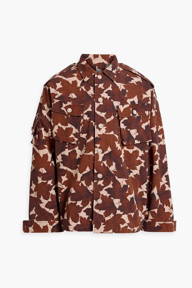 Printed Cotton-canvas Jacket In Brown Product Image