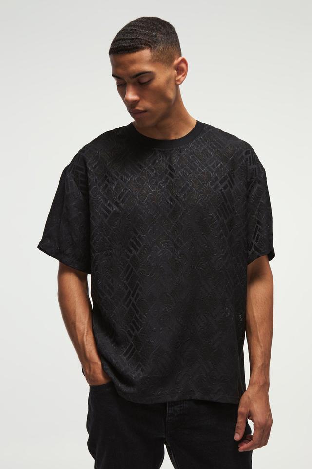 Oversized Textured Tapestry T-shirt | boohooMAN USA Product Image