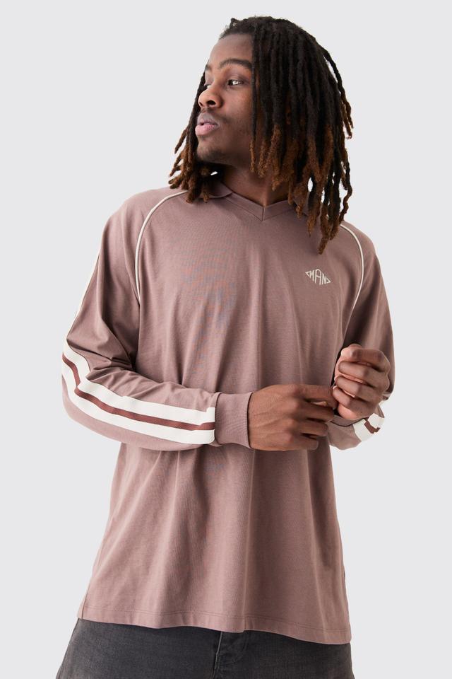 Raglan Collard Man Football Shirt | boohooMAN USA Product Image