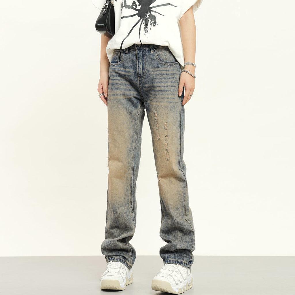 RTK (W) No. 2035 YELLOW MUD SLIM STRAIGHT DENIM JEANS Product Image