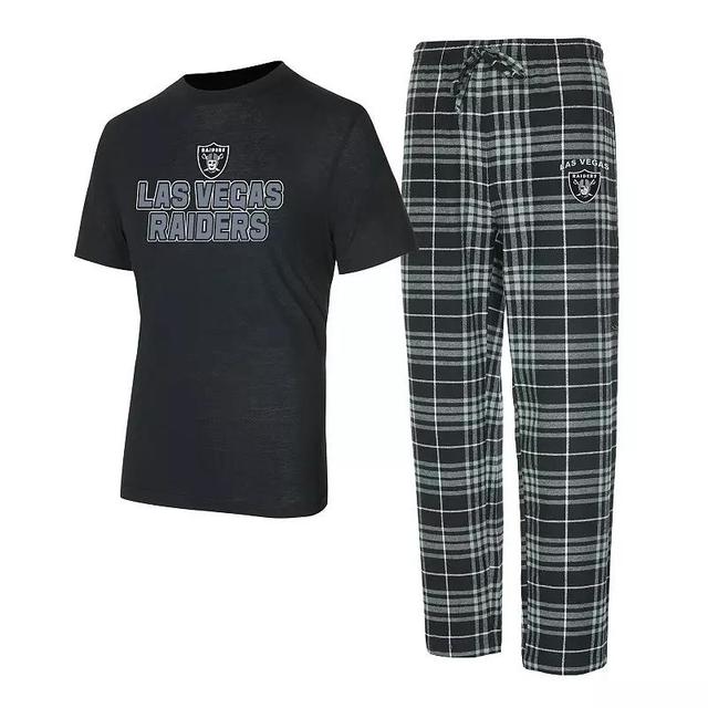 Mens Concepts Sport Black/Gray Las Vegas Raiders Vector T-Shirt & Flannel Pants Sleep Set Product Image