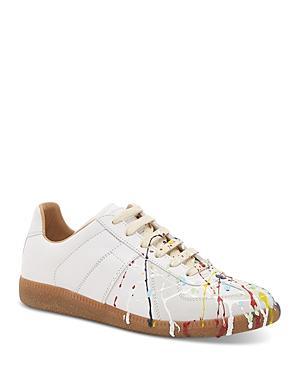 Womens Paint Splatter Leather Sneakers Product Image