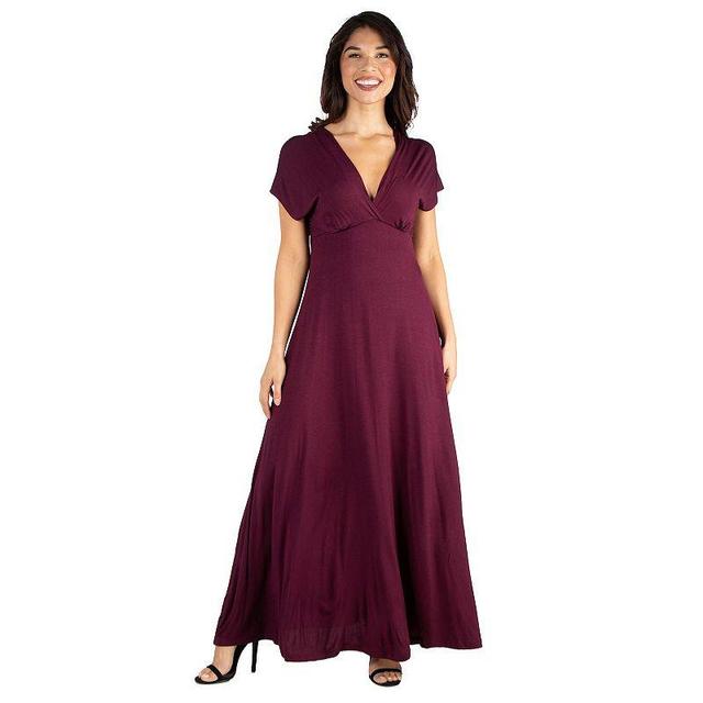 Womens 24seven Comfort Apparel Cap Sleeve V-Neck Maxi Dress Red Product Image