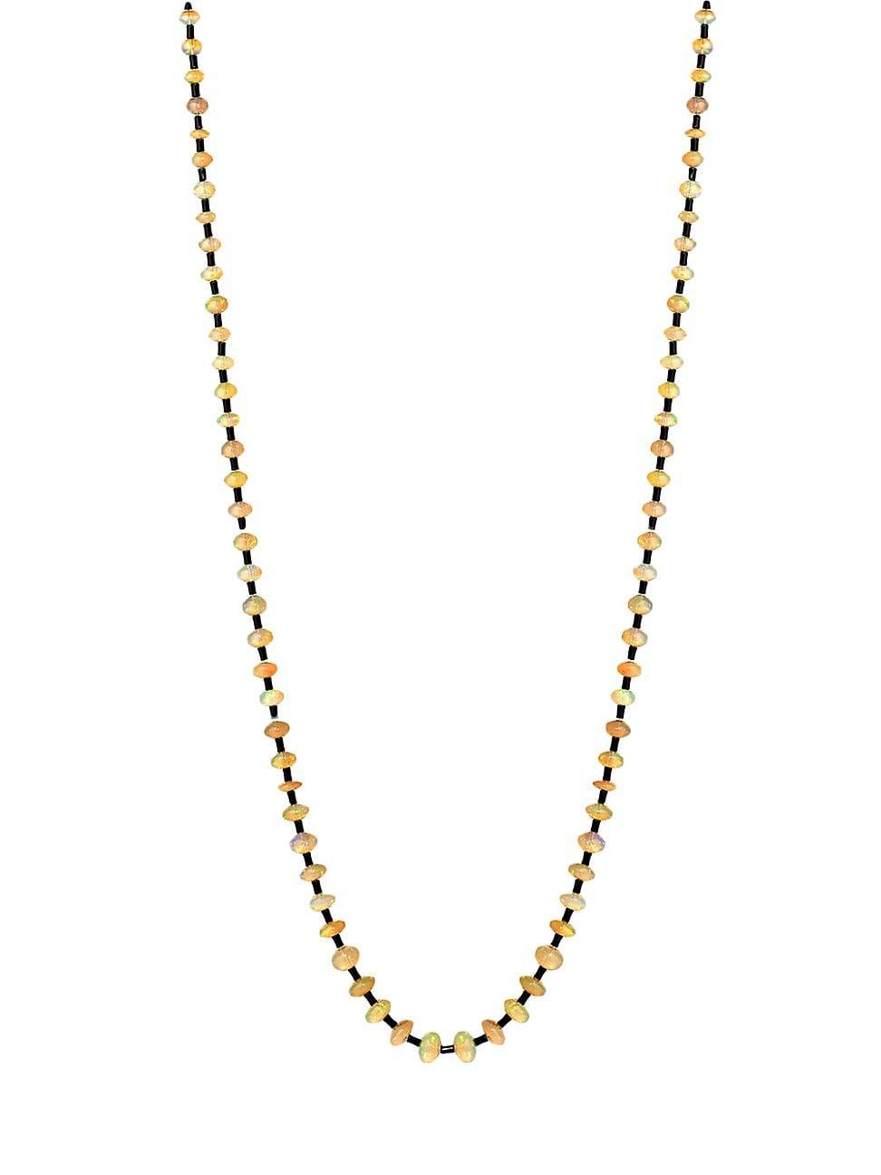 Womens 18K Yellow Gold, Tumbled Opal & Onyx Necklace Product Image