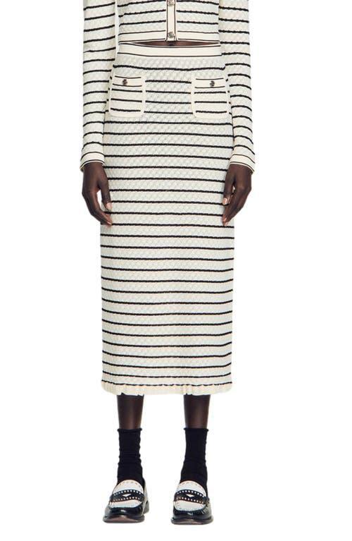 sandro Moline Stripe Midi Sweater Skirt Product Image