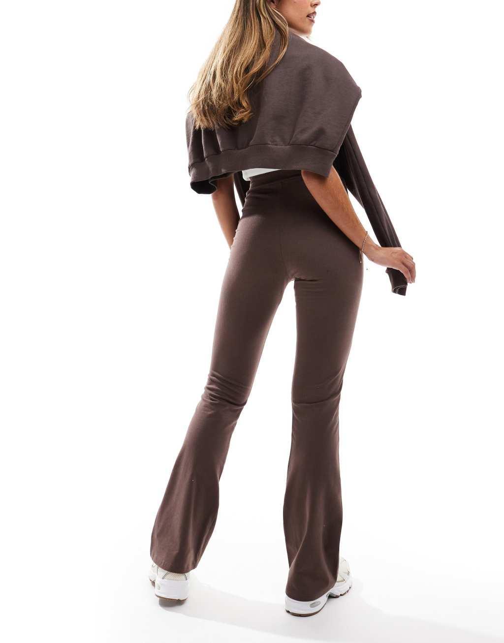 Miss Selfridge v front flared leggings in chocolate Product Image