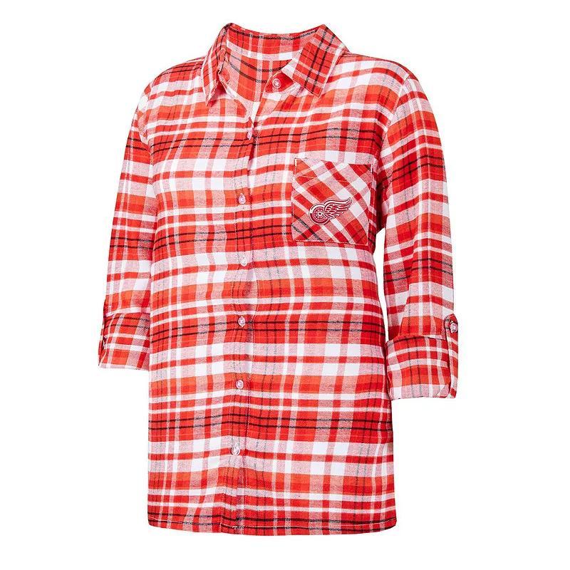 Womens Concepts Sport Detroit Wings Mainstay Flannel Full-Button Long Sleeve Nightshirt Product Image