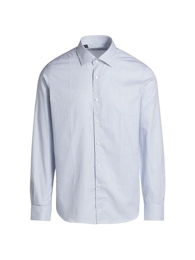 Mens Check Cotton Long-Sleeve Shirt Product Image