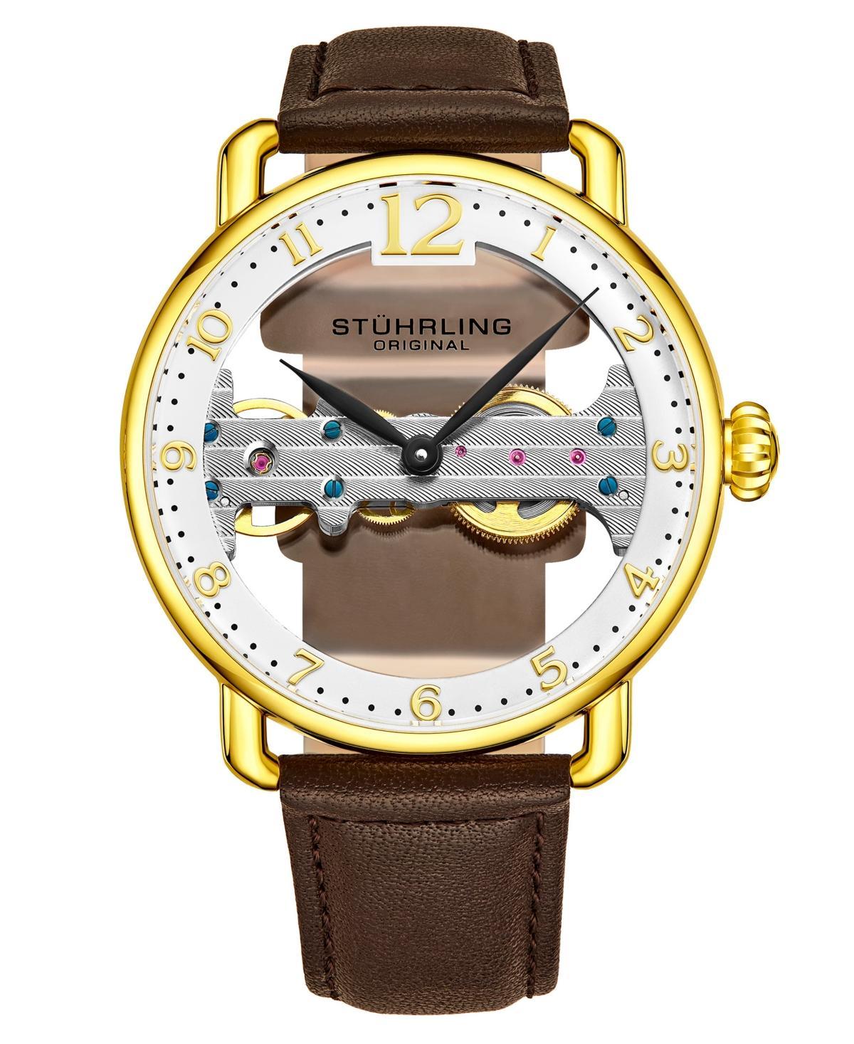 Stuhrling Mens Brown Leather Strap Watch 42mm Product Image