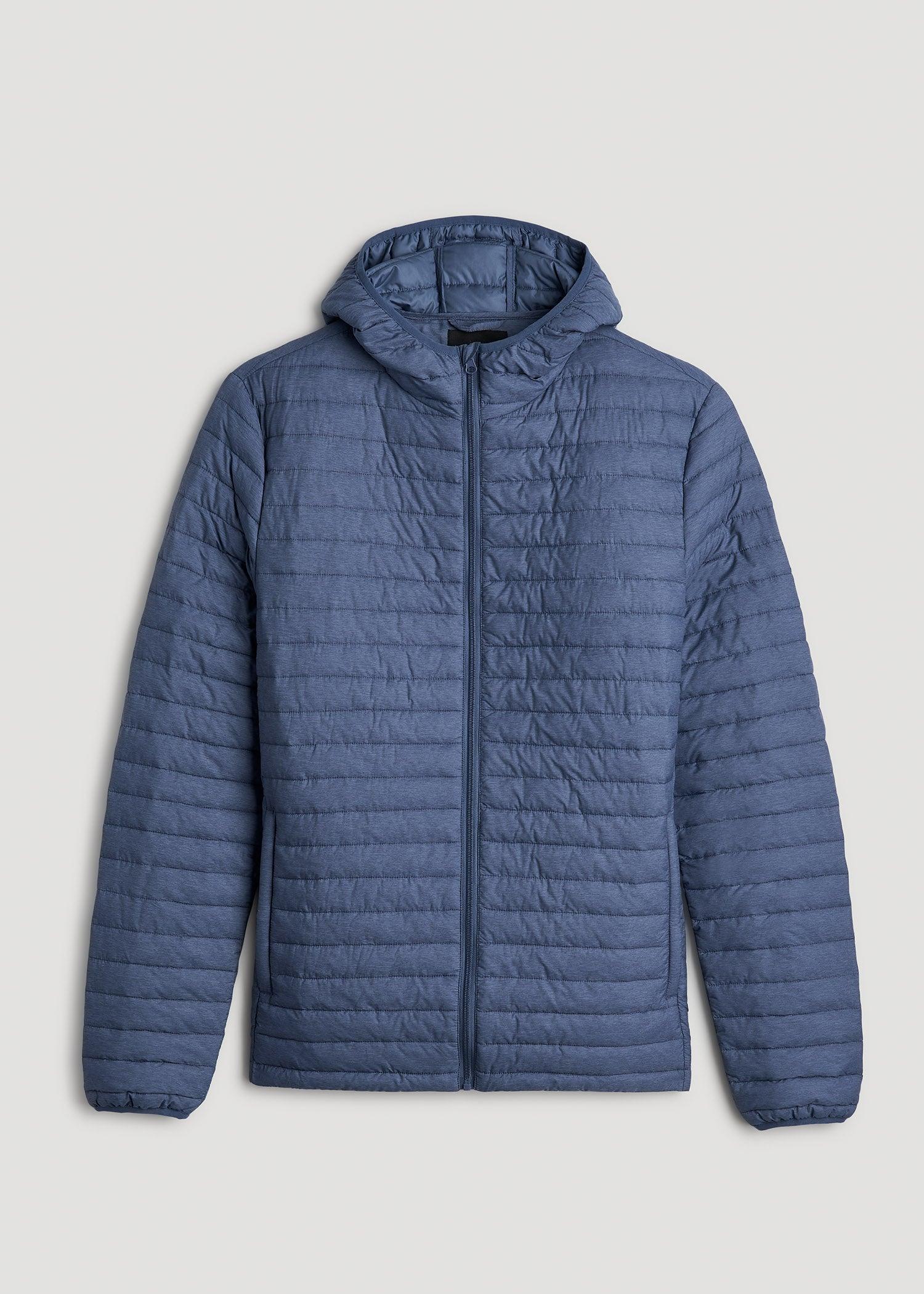 Tall Men's Packable Puffer Jacket in Steel Blue Male Product Image