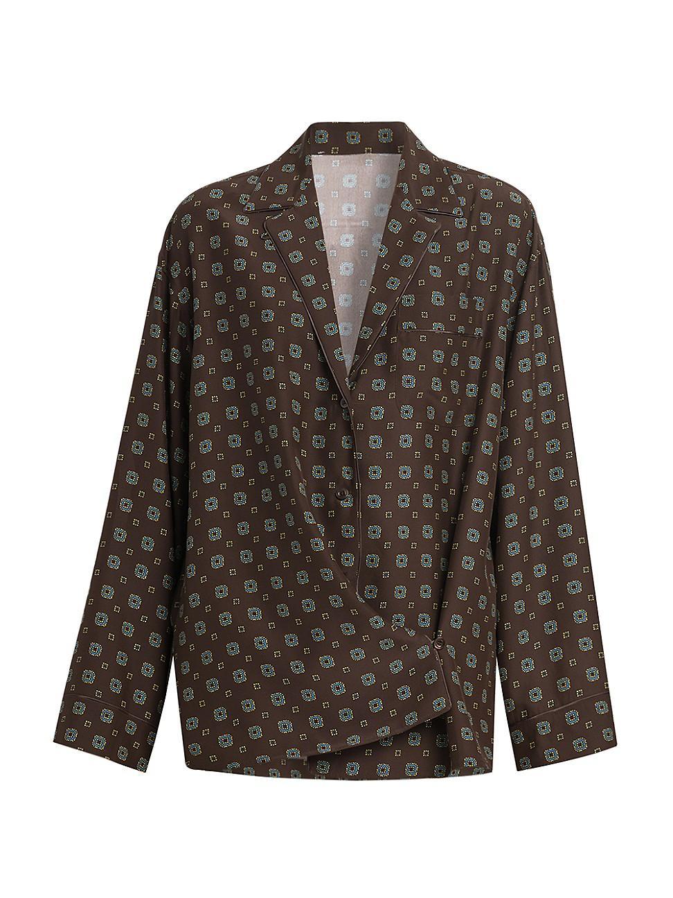 Womens Geometric Print Matte Silk Blouse Product Image