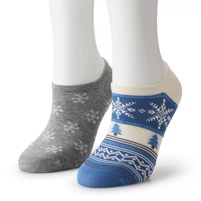 Womens 2-Pack Snowflake No-Show Socks Ivory Grey Product Image