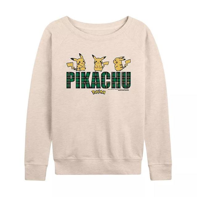 Womens Pokemon Plaid Pikachu Slouchy Graphic Sweatshirt Product Image