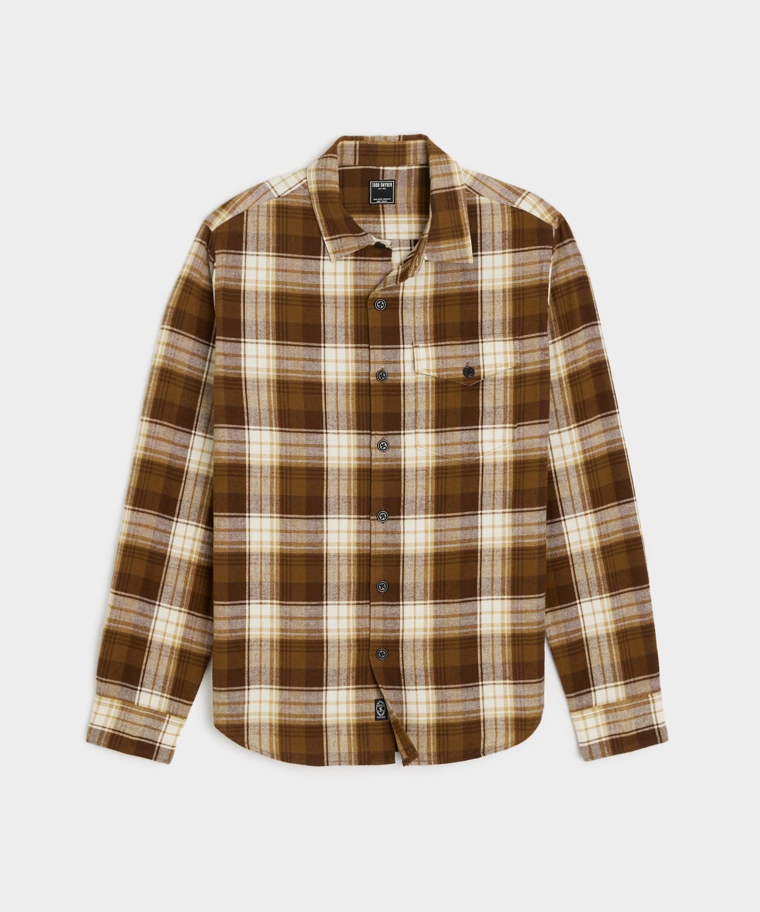 Peached Cotton Lodge Shirt in Brown Plaid Product Image