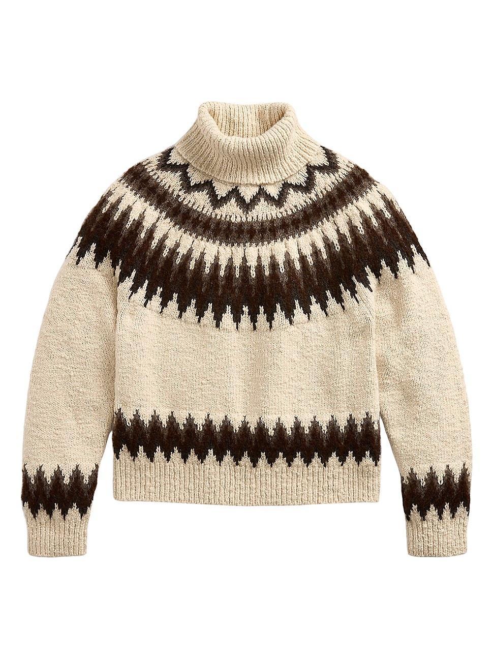 Womens Fair Isle-Inspired Wool-Blend Turtleneck Sweater product image