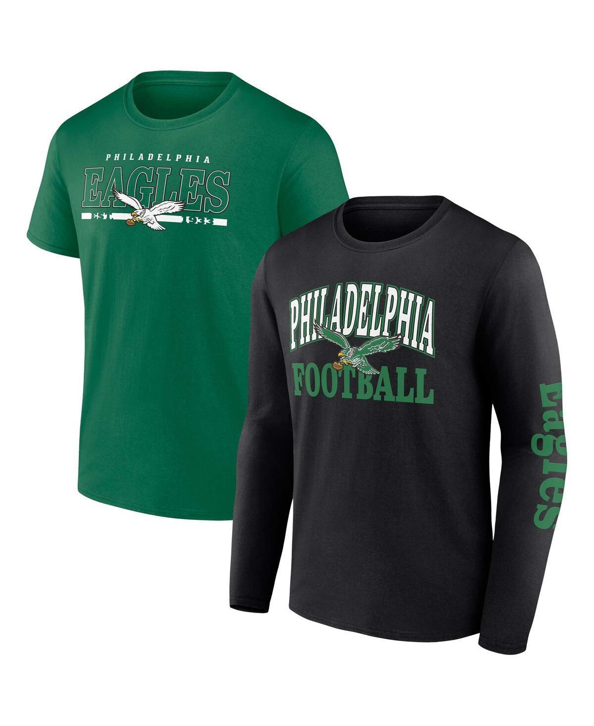 Mens Fanatics Black Philadelphia Eagles Throwback T-shirt Combo Set - Black Product Image