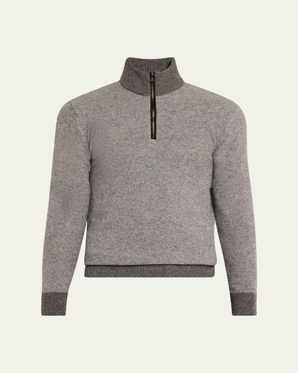 Mens Birdseye Cashmere Quarter-Zip Sweater Product Image