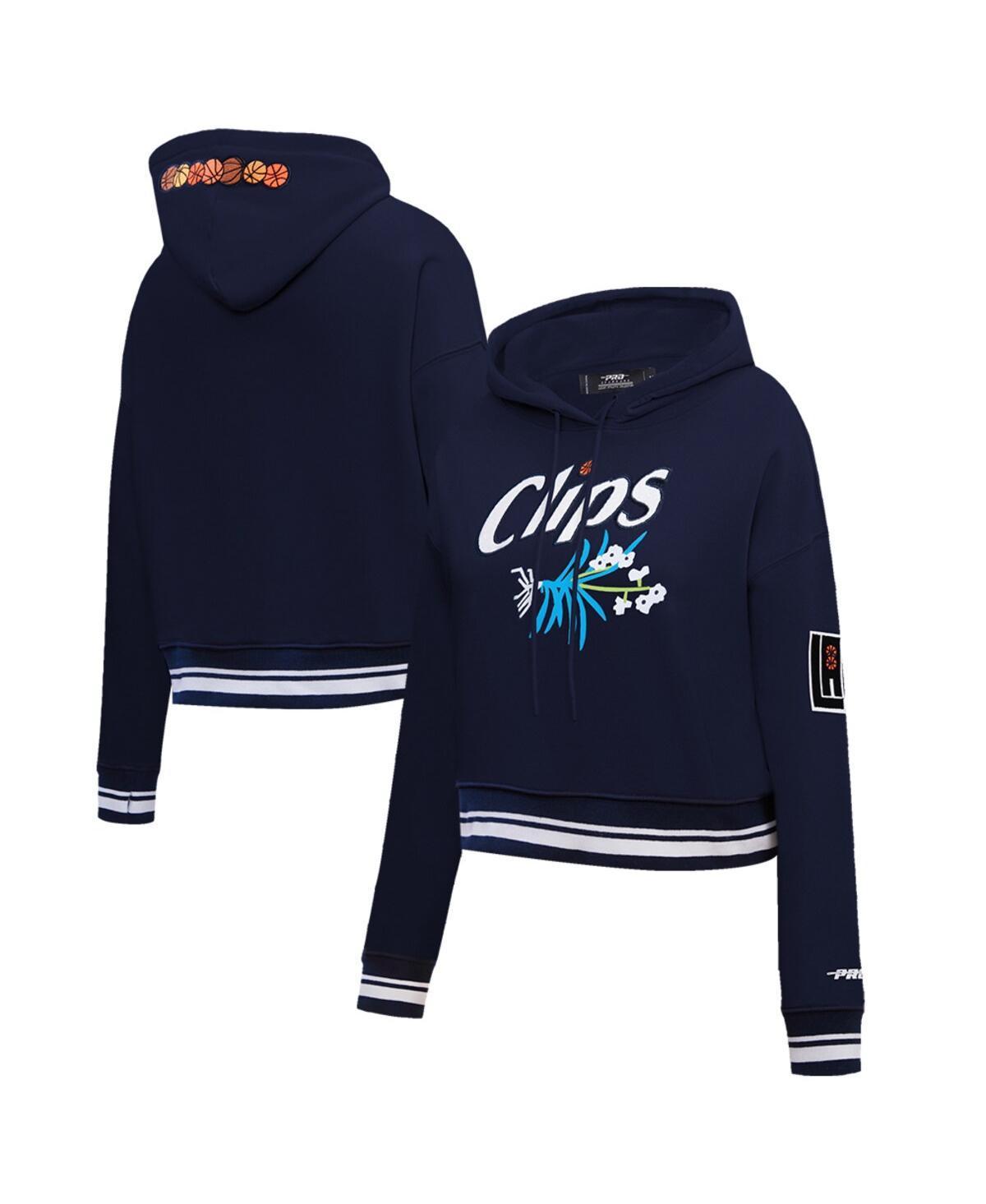 Womens Pro Standard Navy La Clippers 2023/24 City Edition Cropped Pullover Hoodie Product Image