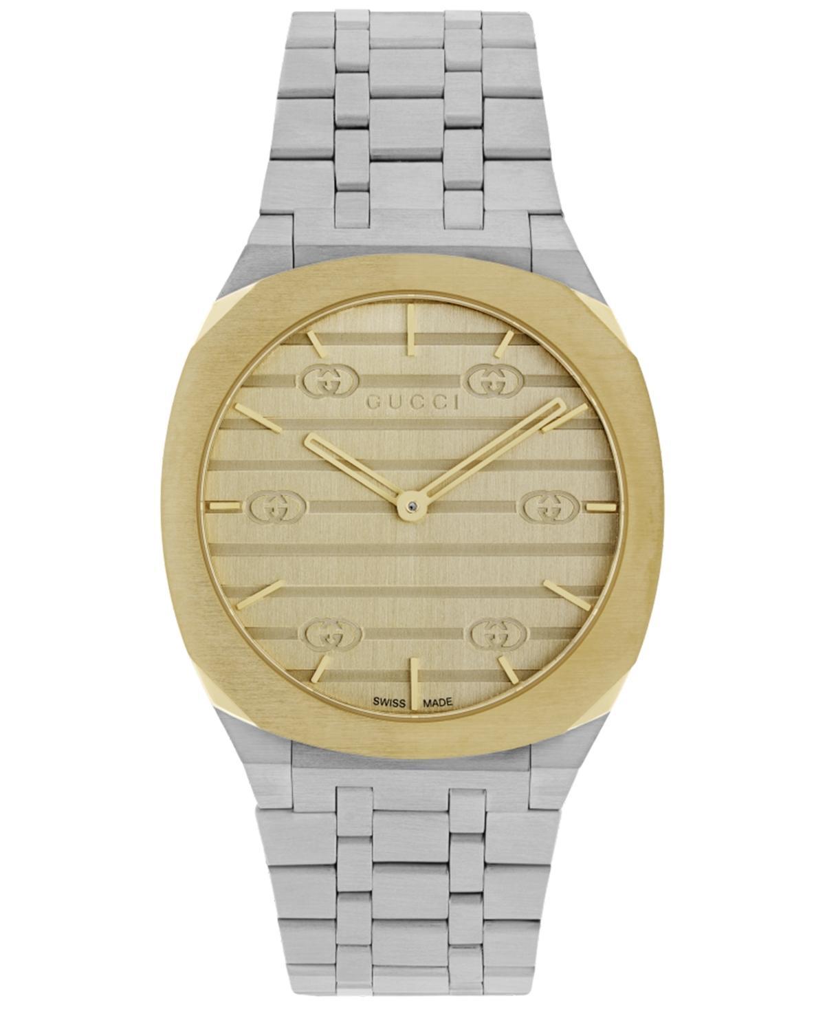 Mens 25H Two-Tone Stainless Steel Bracelet Watch, 34MM Product Image