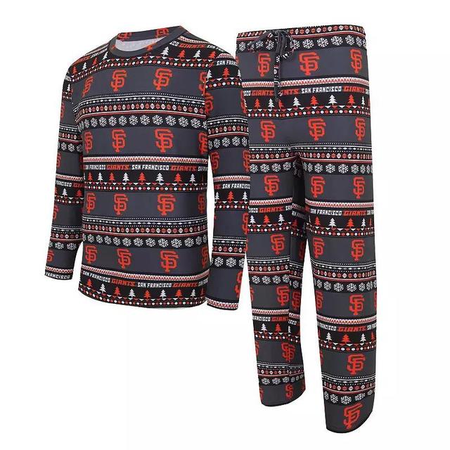 Mens Concepts Sport Black San Francisco Giants Knit Ugly Sweater Long Sleeve Top & Pants Set Product Image