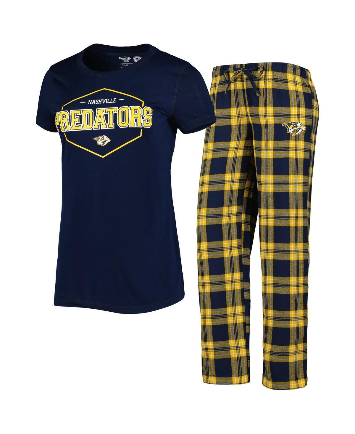 Womens Concepts Sport Navy/Gold Nashville Predators Badge T-Shirt & Pants Sleep Set Pdt Blue Product Image