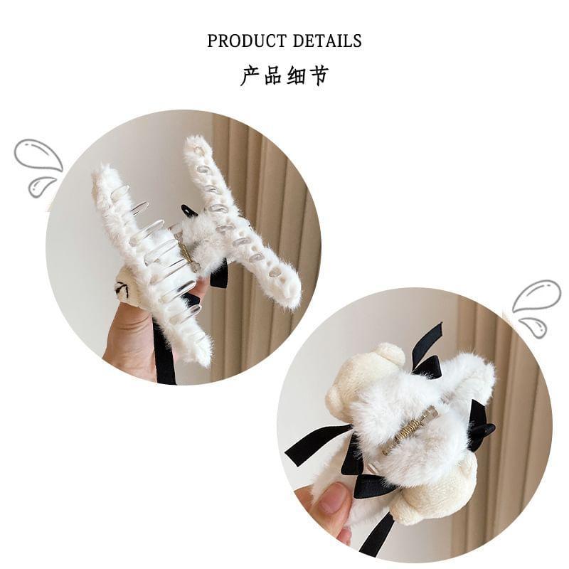 Bear Ribbon Chenille Hair Claw Clip Product Image