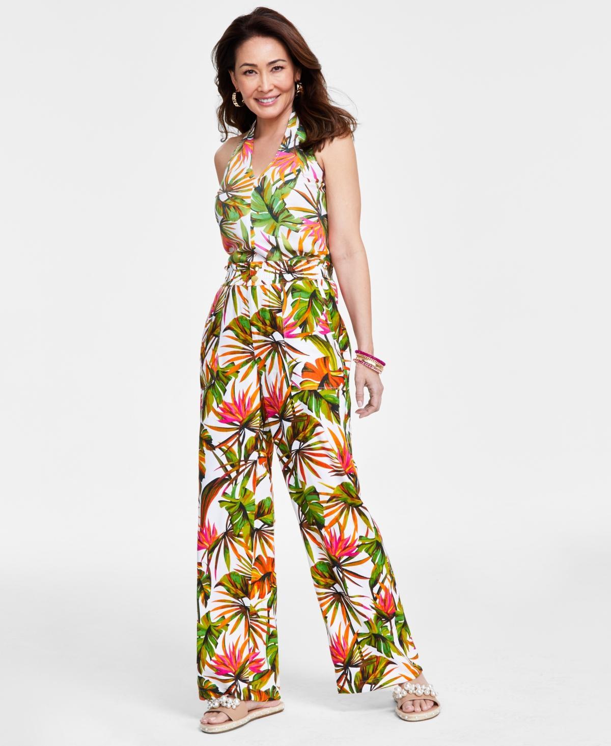 Women's High-Rise Tropical-Print Pants, Created for Macy's Product Image